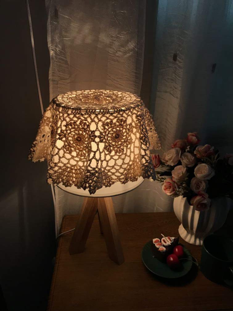 Damanni Beige Cotton Handmade Crochet Lace Tablecloth Doilies Table Overlay,Round,19 Inch,2PCS - Image 3